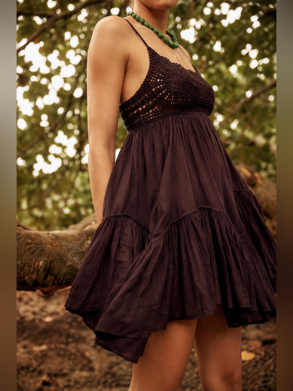 NWT Free People Crochet Bodice Mini Dress